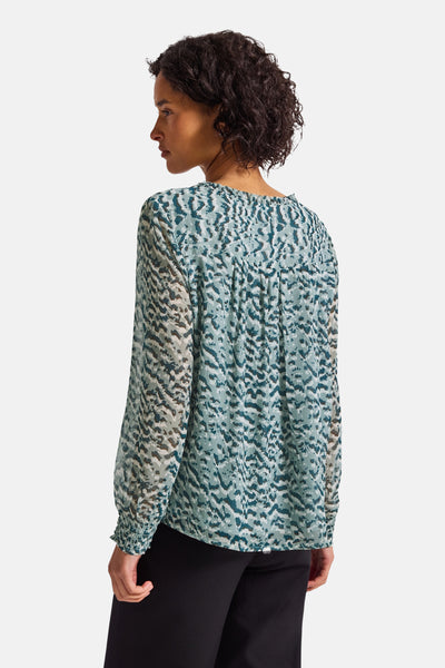 Multikleurig overhemd met lange mouwen van Street One, met abstract patroon en geplooide details aan de achterkant.