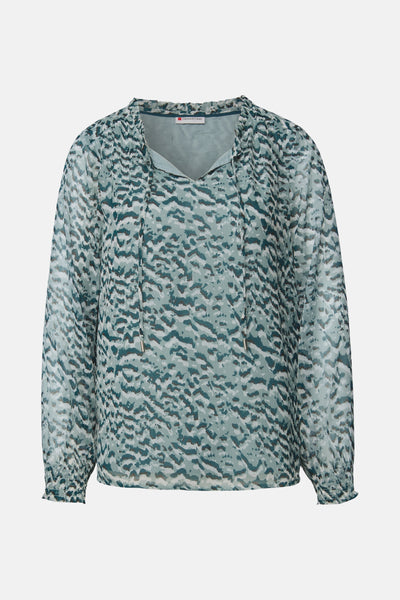 Multikleurig overhemd met lange mouwen van STREET ONE, met een abstracte print en een strikkraag.
