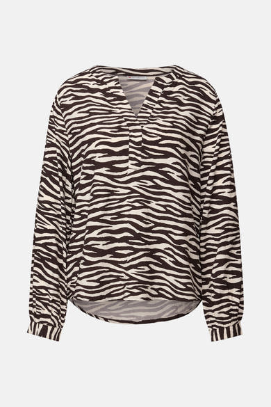 Multikleuren blouse met lange mouwen van Street One, met zwart-crème zebraprint.