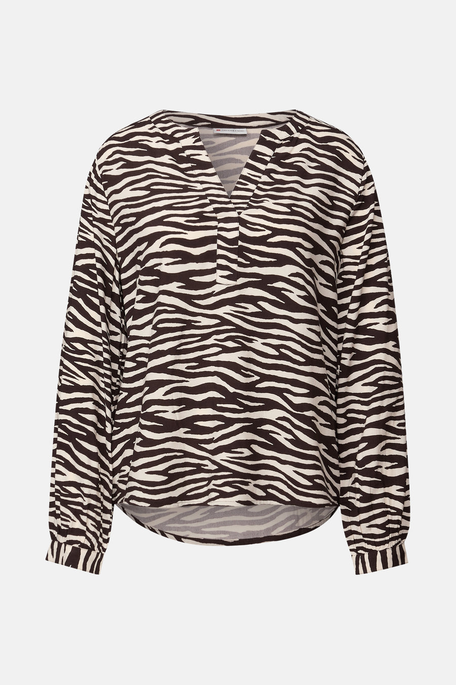 Multikleuren blouse met lange mouwen van Street One, met zwart-crème zebraprint.