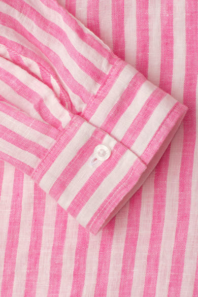 Gestreept roze-wit overhemd met lange mouwen van STREET ONE, met knoopmanchet en getextureerde stof.
