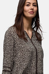 Bruine met lange mouwen in bruin van STREET ONE, met dierenprint, knoopsluiting en donkere afwerkingen.