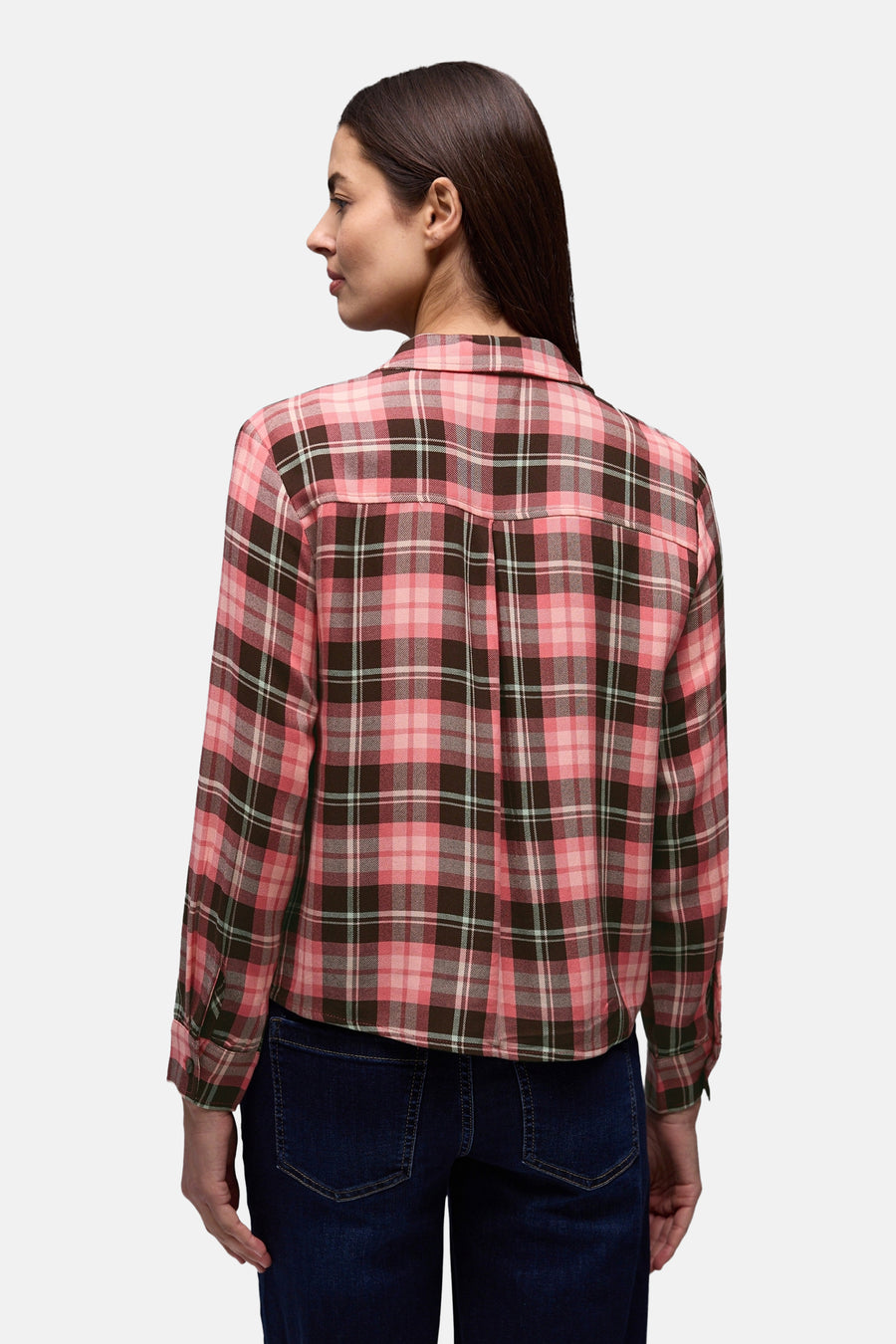Chemise à manches longues multicolore de Street One avec motif à carreaux et plis au dos.