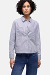 Chemise à manches longues bleue rayée de STREET ONE, avec poches plaquées et portée sur un jean bleu.
