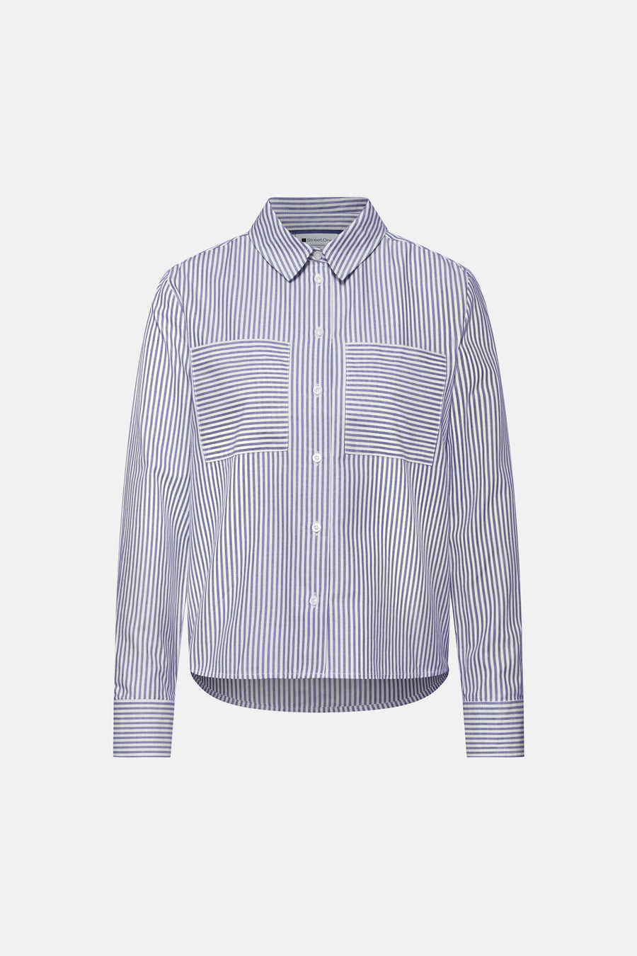 Chemise à manches longues bleue à rayures, de STREET ONE, avec poches poitrine plaquées.
