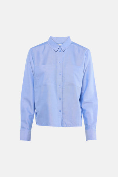 Chemise à manches longues bleue de STREET ONE avec poches plaquées et boutons sur le devant.