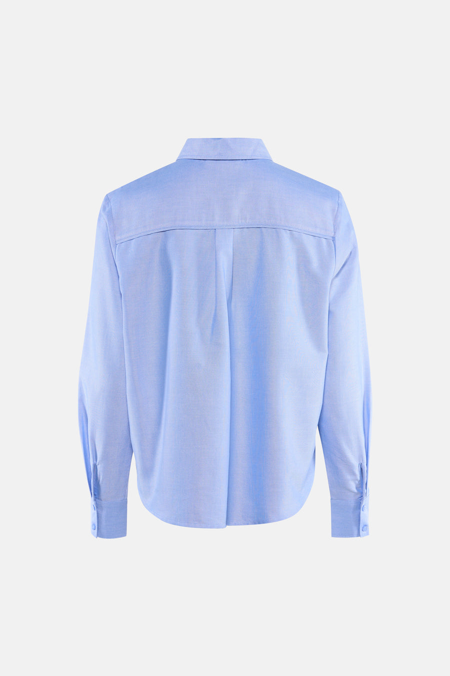 Chemise à manches longues bleue de STREET ONE, vue de dos, avec plis et détails de boutons aux poignets.