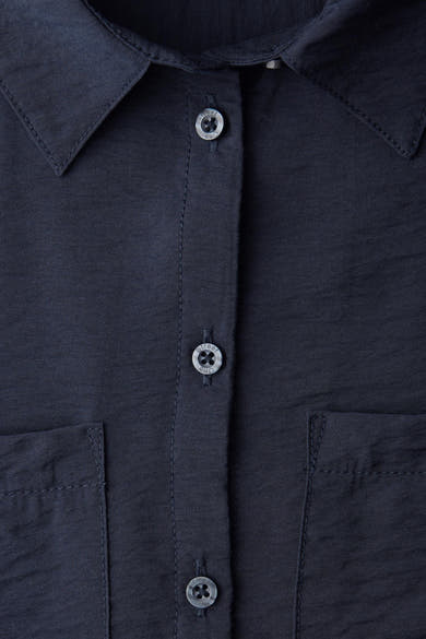 Blauw overhemd met korte mouwen van STREET ONE, met klassieke kraag en contrasterende knopen.