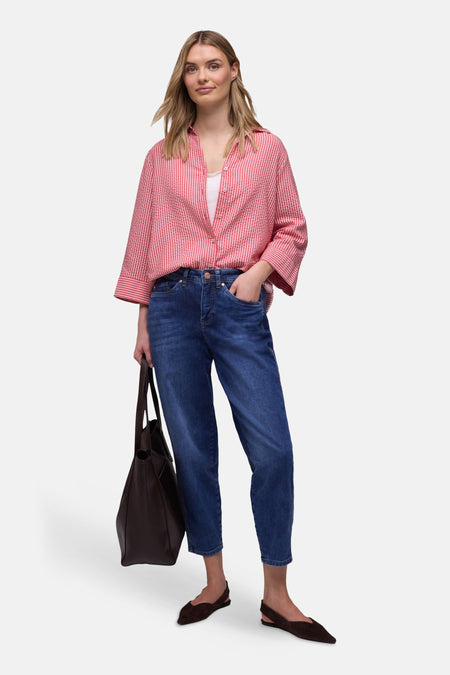 Chemise à manches longues multicolore de Street One avec rayures verticales et encolure boutonnée décontractée.