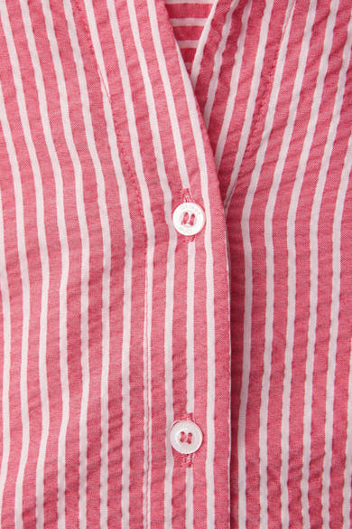 Gestreepte meerkleurige katoenen blouse van Street One, met witte knopen.