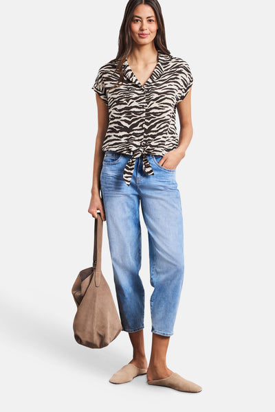 Chemise multicolore de STREET ONE à motif zèbre, à manches courtes, nouée à la taille.
