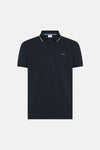 Marineblauwe polo van SUN 68, met contrasterende witte kraag en mouwboorden, en discreet logo.
