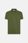 Olijfgroen poloshirt van SUN 68 met contrasterende bies op de kraag en korte mouwen.