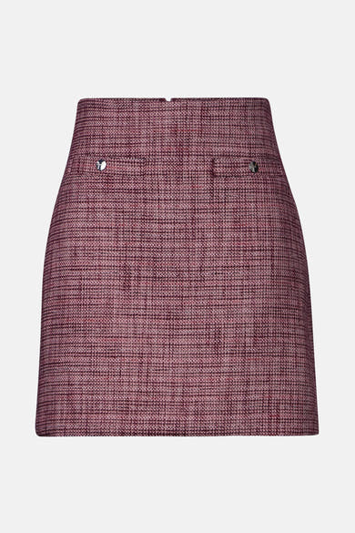 Korte bordeauxrode rok van STREET ONE van getextureerde stof met decoratieve zakken.