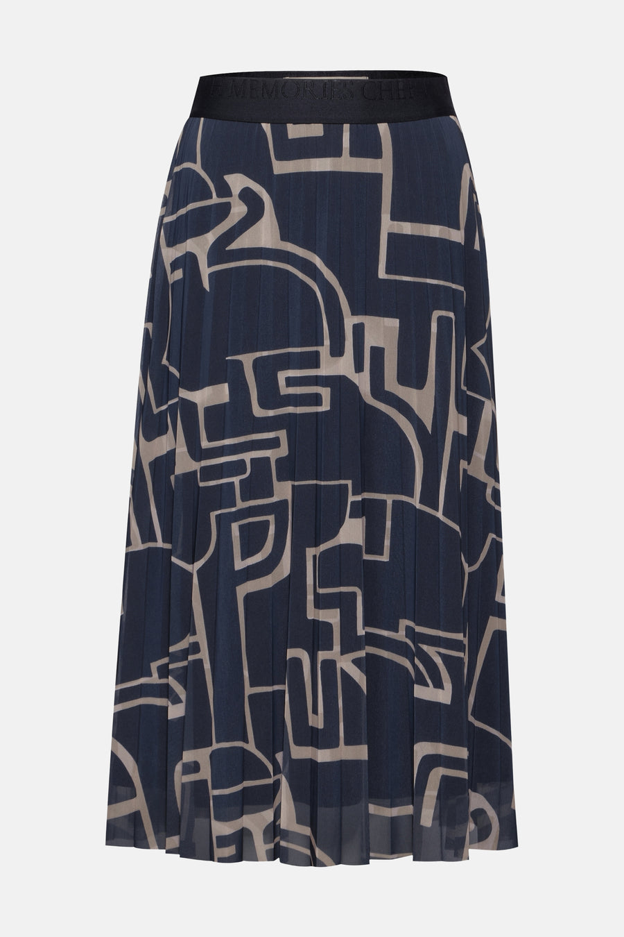 Lange geplooide veelkleurige rok van STREET ONE, met een abstract geometrisch patroon.