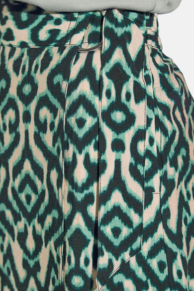 Lange veelkleurige rok van Street One met ikat-patroon en decoratieve gesp.