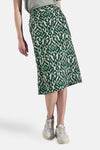 Lange veelkleurige rok van STREET ONE, met een groen en crèmekleurig geometrisch patroon.