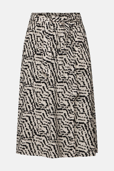 Driekwart rok met zebraprint, van Street One, met strikceintuur in de taille.