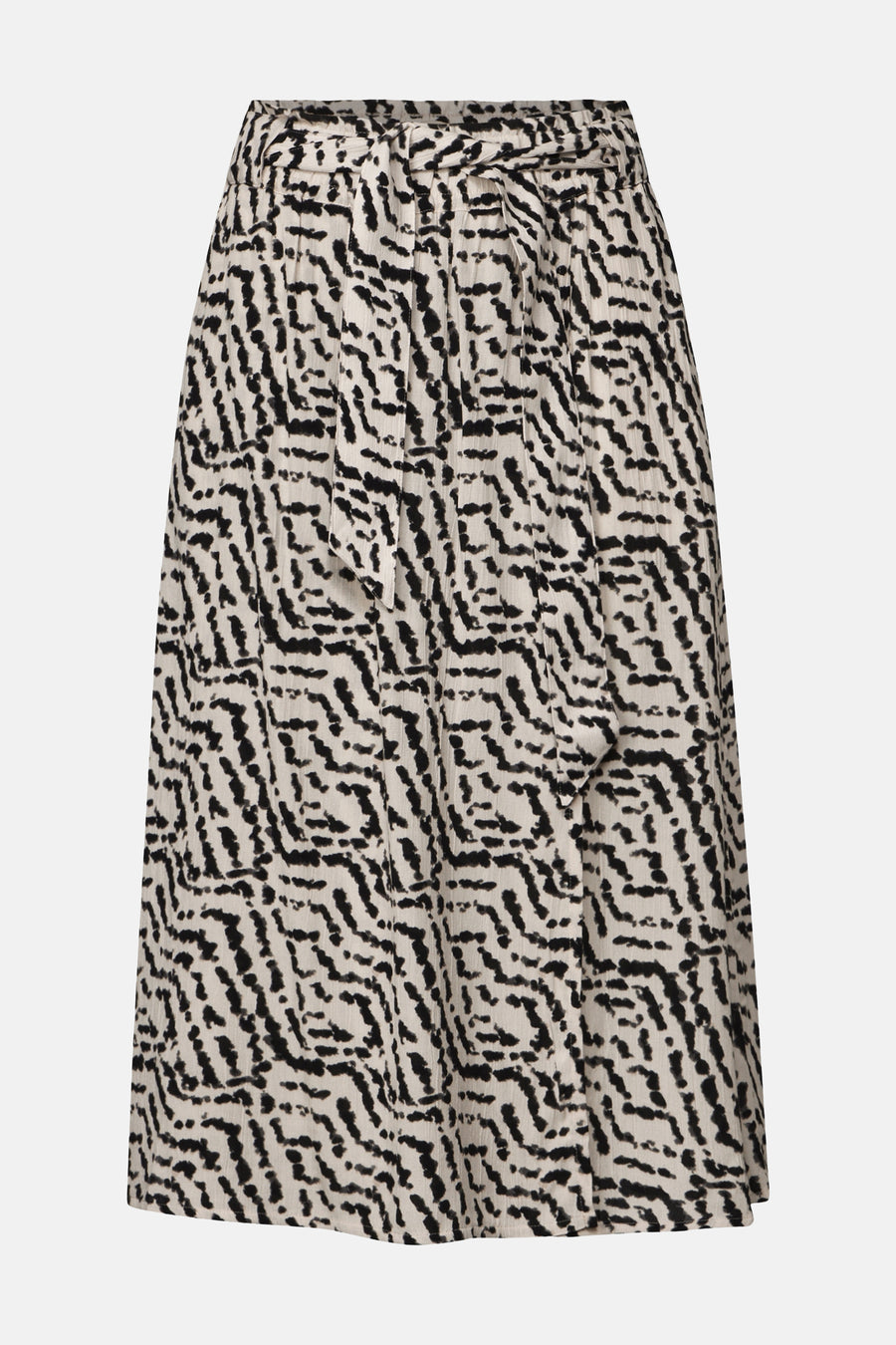Driekwart rok met zebraprint, van Street One, met strikceintuur in de taille.