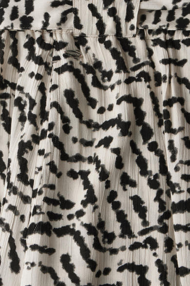 3/4 rok van vloeiende stof met abstracte print van STREET ONE, met metalen sluitingdetail aan de taille.