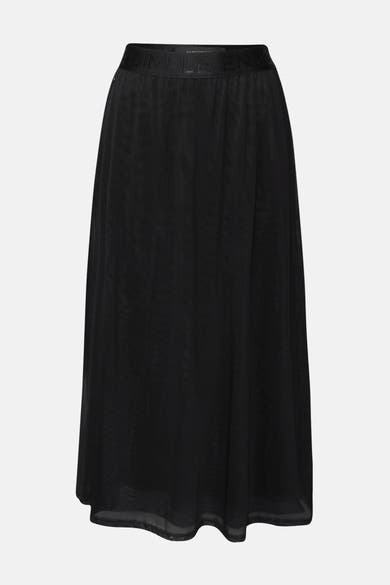 Zwarte lange rok van STREET ONE met een elastische tailleband met merkopdruk.