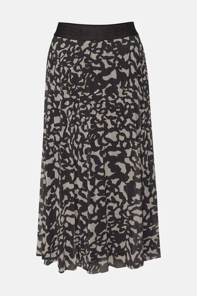 Jupe midi marron à motif de STREET ONE avec taille élastique noire imprimée.