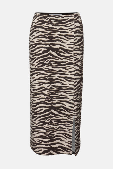 Multikleurige midi-rok met zebraprint van STREET ONE, wikkelstijl met zijsplit.