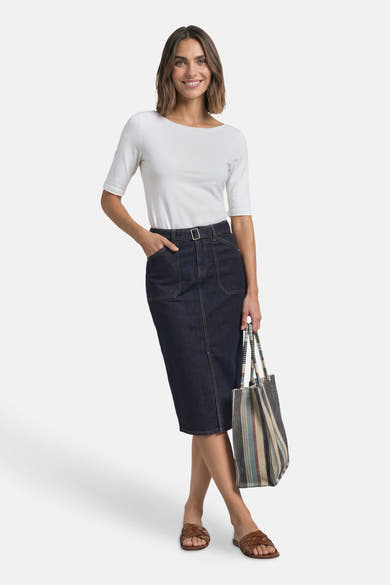 Dames tops rok casual dark blue denim - STREET ONE