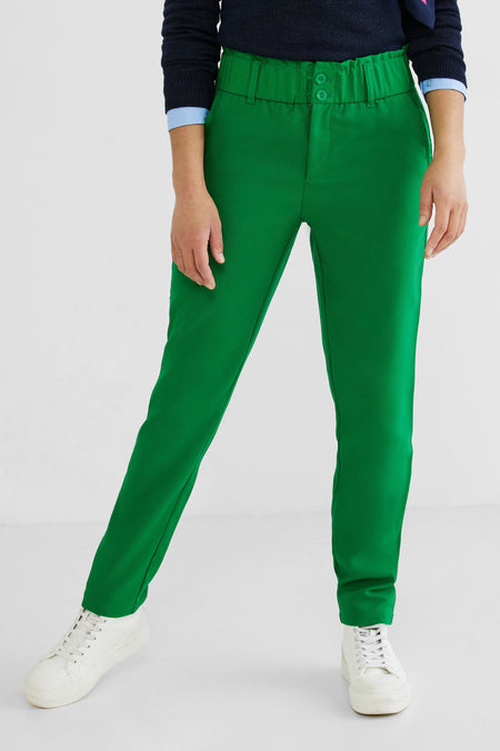 Pantalon color&eacute; - vert