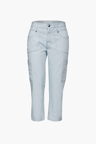 Blauwe cargobroek van STREET ONE met zijzakken en een relaxte pasvorm.