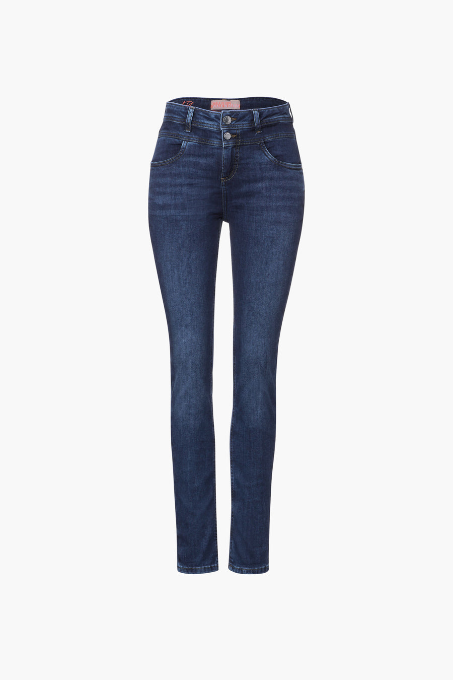 Blauwe spijkerbroek van STREET ONE, met een aansluitende pasvorm en een middelhoge taille.