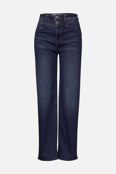 Wijde jeans in donkerblauw denim van Street One, rechte pasvorm.