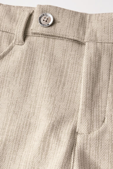 Beige chino broek van Street One, met een geweven textuur en een decoratieve knoop.