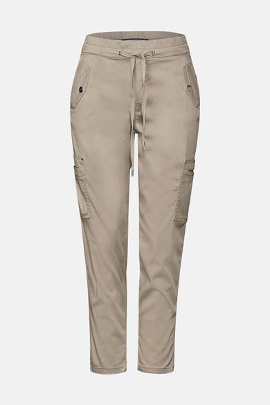 Beige cargobroek van STREET ONE met zijzakken en trekkoord.