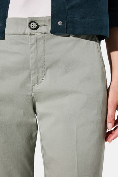 Chino vert de STREET ONE avec braguette boutonnée visible.