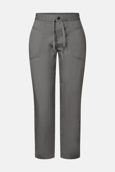 Pantalon cargo gris de Street One, avec cordon de serrage à la taille et poches plaquées.