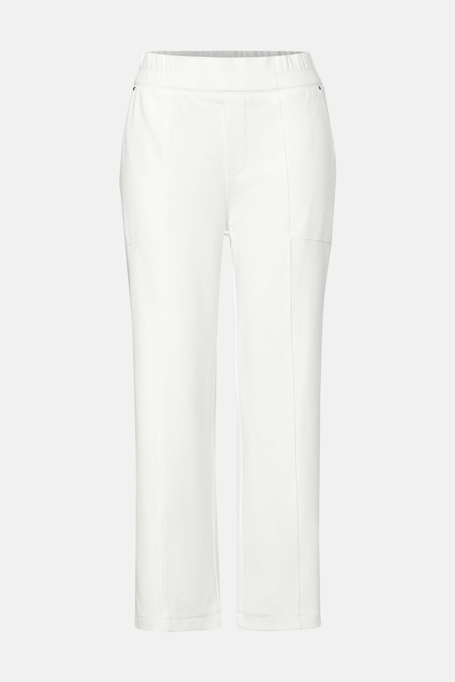 Pantalon blanc de STREET ONE, avec une ceinture élastique et des coutures décoratives.