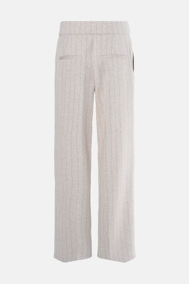 Beige gestreepte pantalon van STREET ONE, met achterzakken en een losse pasvorm.