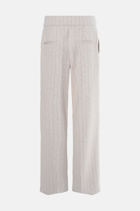 Beige gestreepte pantalon van STREET ONE, met achterzakken en een losse pasvorm.