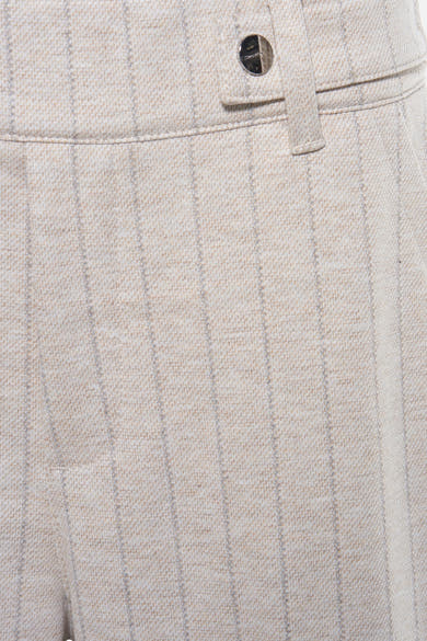 Pantalon de costume beige de Street One avec un motif à rayures verticales discrètes et une texture en tweed.