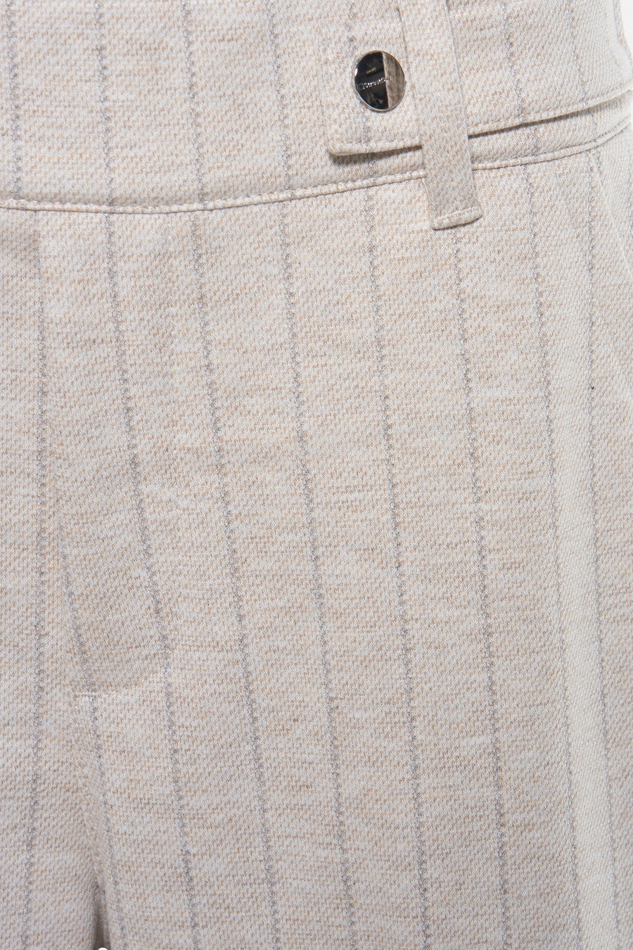 Pantalon de costume beige de Street One avec un motif à rayures verticales discrètes et une texture en tweed.