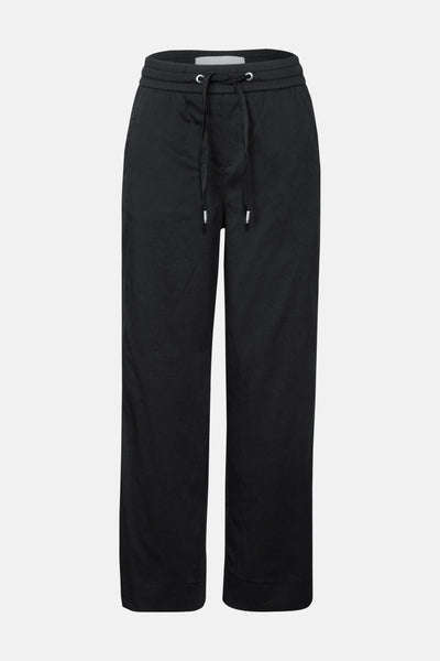 Pantalon noir de STREET ONE avec cordon de serrage à la taille, coupe décontractée.