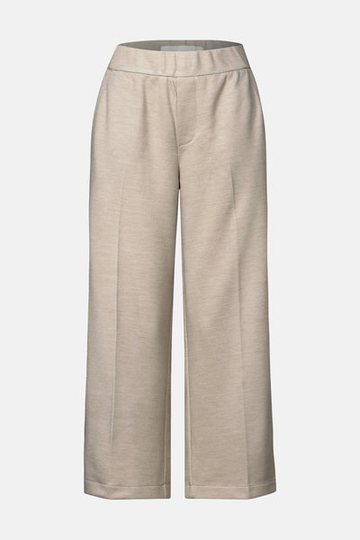 Pantalon beige de Street One, coupe ample et droite, en tissu texturé.