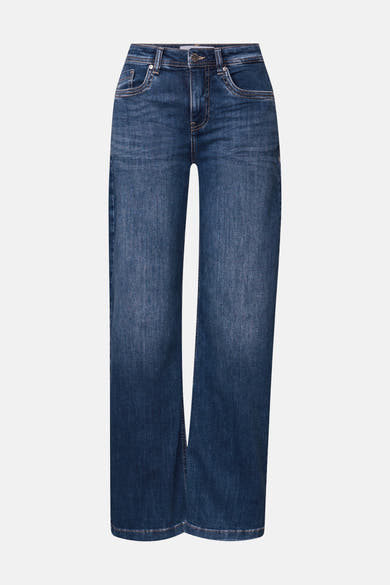 Jean large en denim bleu moyen de Street One, avec poches et coutures apparentes.
