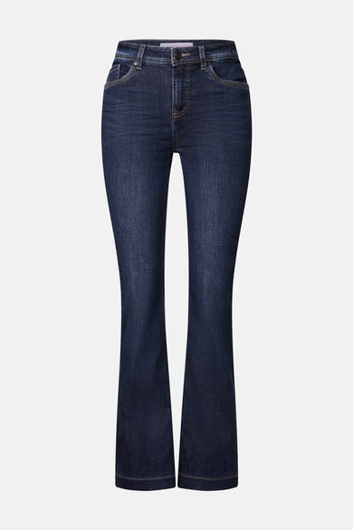 Jean bootcut en denim bleu foncé de STREET ONE, coupe évasée sur une surface unie.