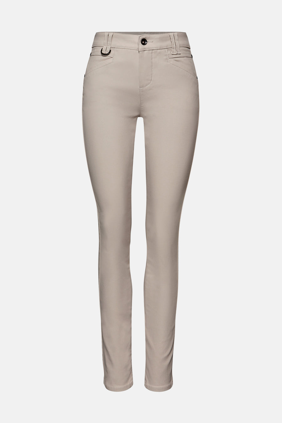 Beige broek van STREET ONE, slim fit, met subtiele decoratieve stikseldetails.