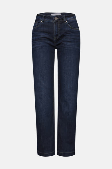 Jean large en denim bleu foncé de Street One, coupe droite classique et poches discrètes.