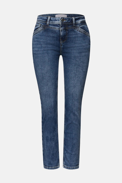 Street One lichtblauwe boyfriend jeans van denim, rechte pasvorm met schuine voorzakken.