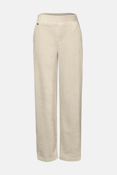 Pantalon écru en velours côtelé de Street One, coupe droite avec taille élastiquée.