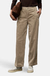 Pantalon beige en velours côtelé, de STREET ONE, avec détails de boutons latéraux et poches.